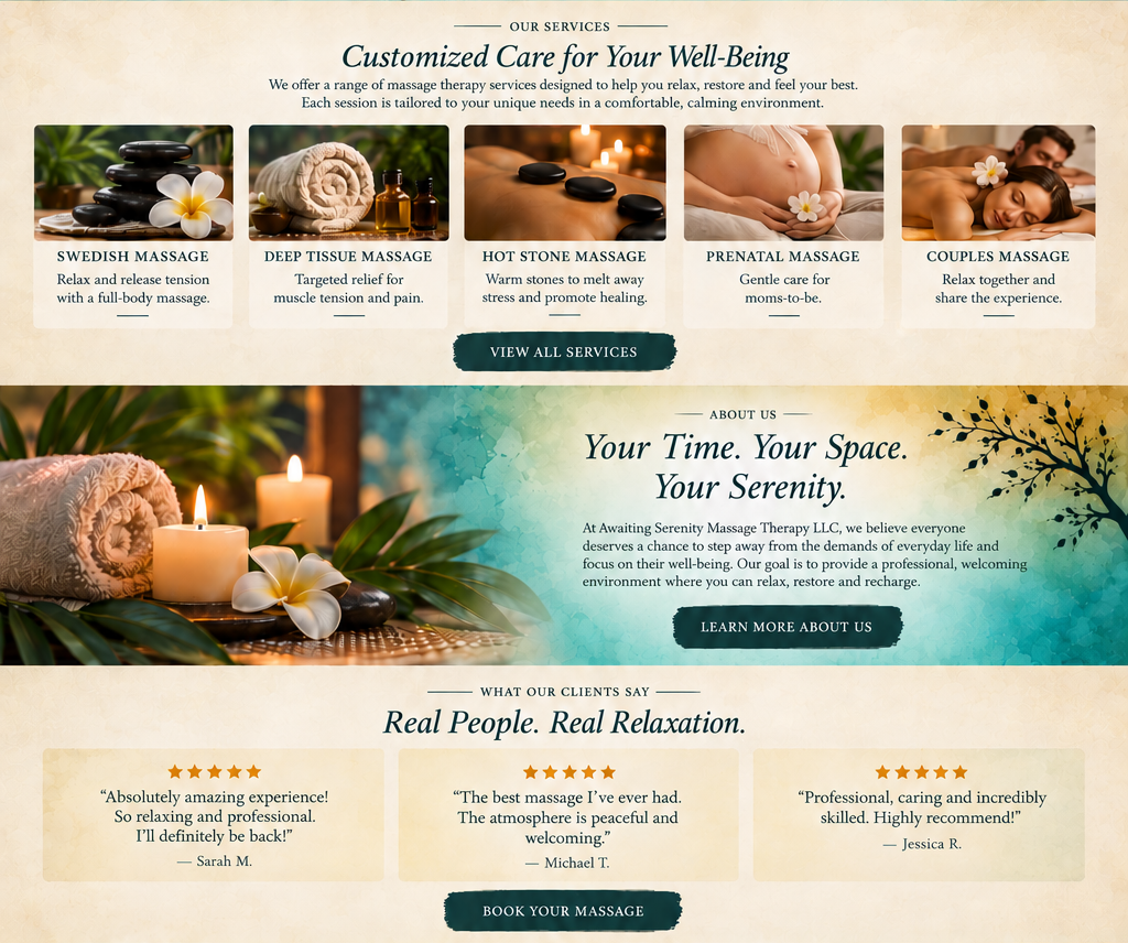 Awaiting Serenity Massage Therapy home page
