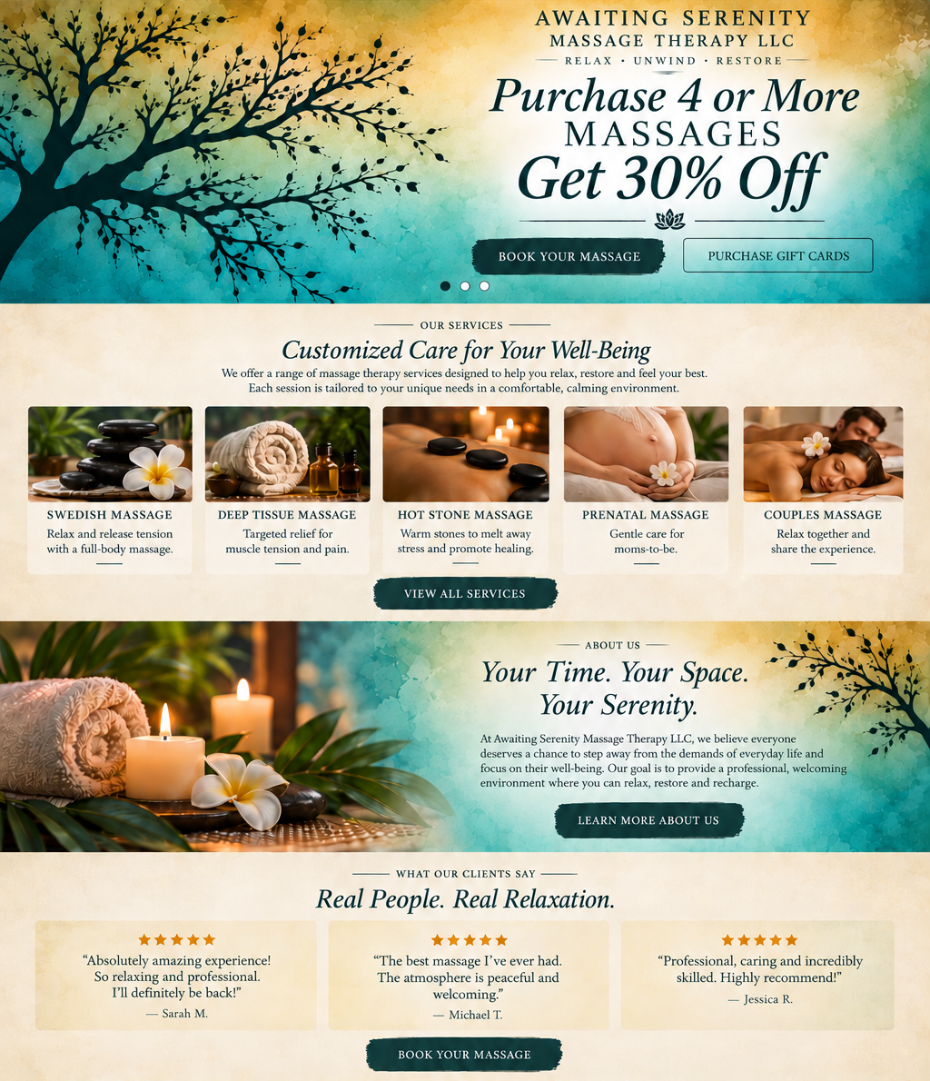 Awaiting Serenity Massage Therapy home page