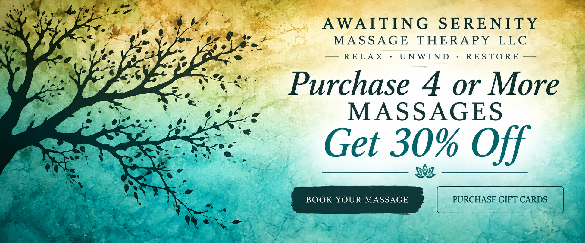 Purchase 4 or more massages and get 30% off